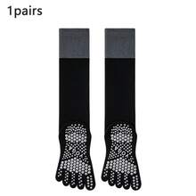 Women Color Block Knee High Five-Toe Non-Slip Yoga Socks, Grippy Silicone Sole Pilates Workout Socks - Multicolor - View 13