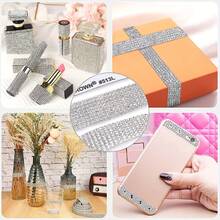10 Rolls Self-Adhesive Rhinestone Ribbon Stickers, 2mm Crystal Diamond Decorative Tape, 1 Yard Per Roll, Shiny, Craft Material, Suitable For Wedding, Party, Car, Phone Decoration - Dual Axis - View 5
