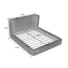 140x200 Cm Compression Bed. Bed Frame With Padded Headboard, Reinforced Steel Frame, No Box Spring: Easy Assembly, High Stability, Mattress Not Included. - Creamy White - View 9