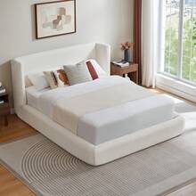 140x200 Cm Compression Bed. Bed Frame With Padded Headboard, Reinforced Steel Frame, No Box Spring: Easy Assembly, High Stability, Mattress Not Included. - Creamy White - View 4