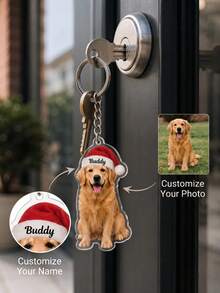 Customized Christmas Pet Acrylic Keychain, Custom Name Keychain, Personalized Pet Photo Keychain, Cute Dog And Cat Keychain, Christmas Pet Gift - Multicolor - View 1