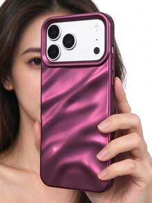 Luxury Cherry Red Water Ripple Phone Case Compatible With Iphone 18 Pro Max/18 Pro/18/17 Pro Max/17 Pro/17/16 Pro Max/16/16 Pro/16 Plus/15/15 Pro Max/15 Pro/15 Plus/11/12/13/14 Pro Max/12 Pro/12 Pro Max/13 Pro/13 Pro Max/14 Pro/14 Pro Max/14 Plus, Light Luxury Design, INS Style, High-End Feel, New Arrival, Gentle Elegant Exclusive Phone Protective Case For Women - Cherry Red - View 3