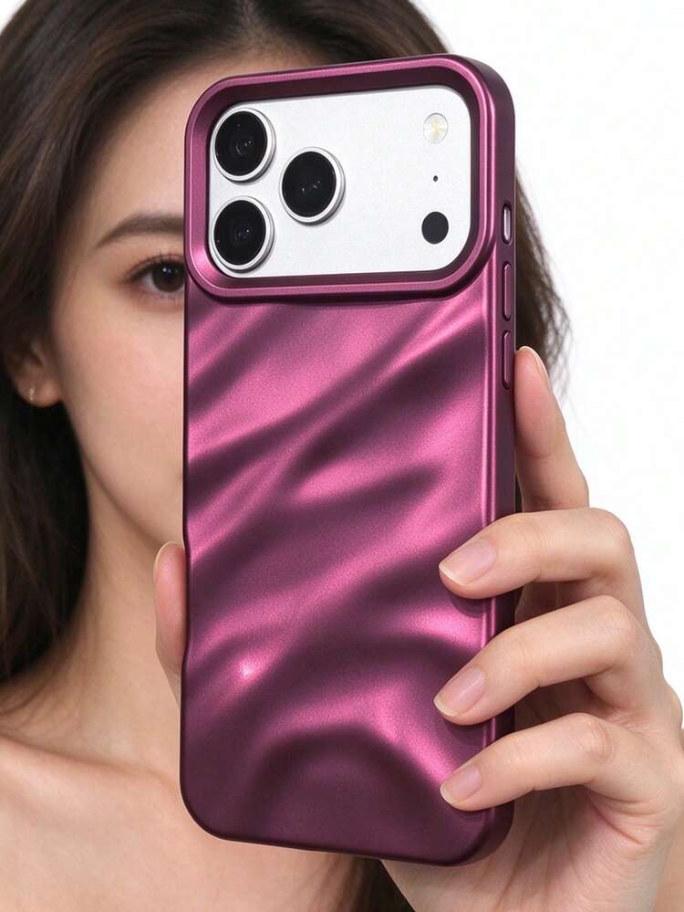 奢華櫻桃紅水波紋手機殼，適用於 iPhone 18 Pro Max/18 Pro/18/17 Pro Max/17 Pro/17/16 Pro Max/16/16 Pro/16 Plus/15/15 Pro Max/15 Pro/15 Plus/11/12/13/14 Pro Max/12 Pro/12 Pro Max/13 Pro/13 Pro Max/14 Pro/14 Pro Max/14 Plus，輕奢設計，INS 風格，高端質感，新品上市，溫柔優雅女性專屬手機保護殼 - 櫻桃紅 - 查看 2