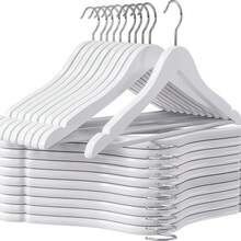 White Solid Wood Non-Slip Hangers, High-Quality Solid Wood Coat Racks, Thickened With Strong Load-Bearing Capacity, Not Easy To Deform, Non-Slip Groove Design, Protects Collars, Suitable For Coats, Suits, Shirts, Light Luxury Wardrobe Storage Racks - Multicolor - View 1