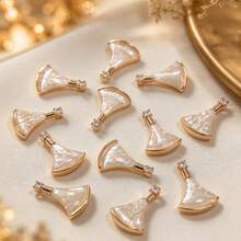 3/5pcs Copper Inlaid Micro-Zirconia Shell Scallop Shaped Fashion Charm Pendant, For Handmade DIY Jewelry Making Necklace Bracelet Earrings Bag Chain Keychain Key Chain - Multicolor - View 2