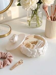 3D Printed Rose Top Jewelry Box, Outer Wall Surrounded By 3D Bow Relief, Soft Pink. With Lid Dust-Proof Design, Properly Store Rings, Necklaces, Earrings, Romantic And Exquisite, High-Value Storage Item For Girls' Vanity. - Multicolor - View 9