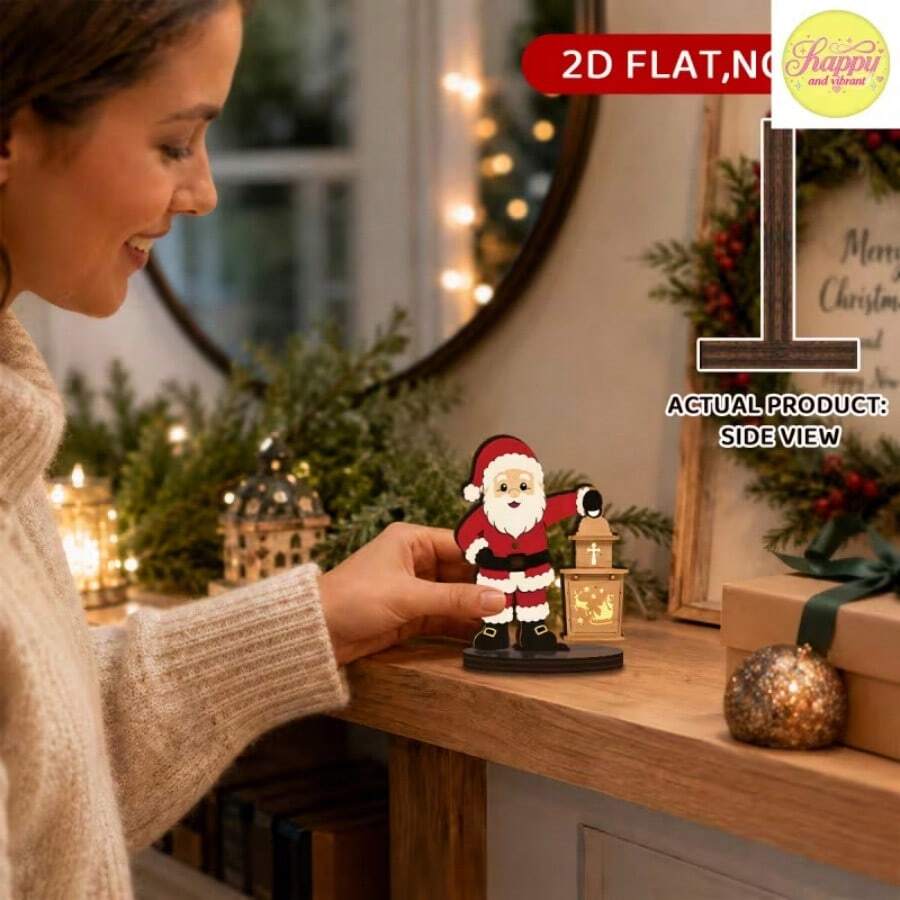 Wooden Rotating Christmas Windmill Ornament, Vintage Gingerbread House Snowman Christmas Tree, Interactive Rotating Desktop Christmas Decor Gift - A - View 1