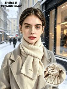 1pc Women's Winter Knitted Scarf, Minimalist Fashion Versatile, Classic Design, Flattering Face Shape, Soft Skin-Friendly Fabric, Daily Wear, Holiday Gift - Multicolor - View 6