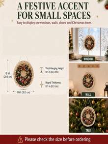 Christmas Pearl Diamond Painting Suncatcher Set, DIY Handmade | Pre-Assembled Metal Chain, Acrylic Round Plate With Lace Edge, 3D Mixed Size Pearl Beads, Holiday Window Wall Decor - A - View 8