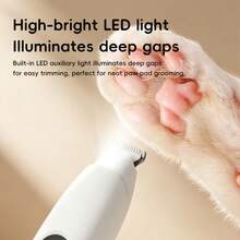 LED Pet Claw Trimmer Type-C Rechargeable Quiet Low Vibration Pet Grooming Clipper 18mm Wide Ceramic Blade Head Wireless Shaver Suitable For Cat And Dog Paws, Ears, Face Local Hair Trimming - Multicolor - View 6