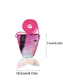 6pcs Sequin Coin Purse With Lanyard – Small Crossbody Bag For Kids Featuring A Fish Tail And Reversible Two-Tone Sequins - Multicolor - View 8