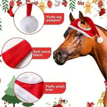 1pc Santa Hat - Soft Polyester Fiber Holiday Accessory For Horses - Red - View 3