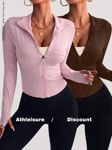 FWH #Alta Tasa de Recompra#Cintura Delgada Versátil para Todas las Estaciones Chaqueta de Yoga de Manga Larga de Alto Rendimiento Conjunto de 2 Piezas Ropa Deportiva para Mujer - Multicolor - Ver 1