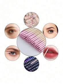 100/200/300/500/2000/5000pcs/20pcs Double-Ended Nail Polish Applicator Sticks, Small Double-Ended Eyebrow Makeup Applicator Tools, Approx. 100pcs/Pack (Packaging Options 1/2/3/5 Packs), Multi-Functional, Face Towel, Cotton Buds, Makeup Wipes - Multicolor - View 7