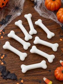 6pcs/10pcs Women's White Bone Shaped Alligator Hair Clips, Halloween Hair Accessories Styling Tools, Suitable For Daily And Holiday Use - White - View 1