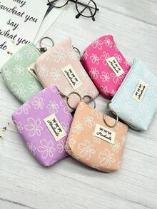Fashionable Mini Kids Clover Coin Purse With Keychain - Casual Style, Perfect For Storing IDs, Keys, Data Cables, Coins And Rings - Easy To Clean, Washable - Multiple Colors Available. Perfect Gift For Kids, Great Value - Multicolor - View 6