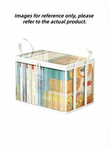 1/2pcs Transparent PVC Thickened Durable Foldable Storage Bag, With Visible Window Waterproof Rectangular Storage Box, 2pcs/1pack, Suitable For Books, Toys, Snacks, School, Home, Classroom Space-Saving Storage - Multicolor - View 12