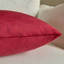 1pc Winter Christmas Tree Plush Pillow Case With Snowflake Embroidery, Suitable For Winter Christmas Living Room Sofa Bedroom Home Decor - Red - View 7