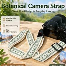 1pc, Hot Style High-Looking Floral Woven Camera Strap, Adjustable Quick Release Camera Neck Strap, Retro Green And White Embroidered Camera Sling, Universal Mirrorless, Instant Camera, Photographer Travel Camera Photo Accessories - View 6