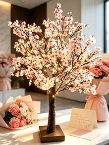1PC 55CM LED Artificial Starry Tree Light, Pink Champagne Color, Super Bright Warm Light, 3 AA Batteries & USB Dual Power Supply, Desktop Floral Atmosphere Decorative Light - Warm white light - View 11
