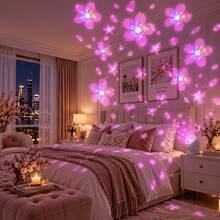 1PC Cherry Blossom Projector Light Set (Projector Lamp And Base And USB Cord), 360° Adjustable. It Projects Vivid Moving Romantic Spring Cherry Blossom Patterns. Ideal For Bedrooms, Parties, Christmas, Halloween, And Birthday Gifts - White - View 6