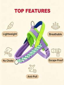 DomKim Saddle-Style Anti-Pull Dog Harness With Back Control Handle, Thick Soft Padded Escape-Proof Vest Harness, Adjustable Durable Pet Harness, Reflective Dog Walking Gear, Suitable For Small, Medium, Large Dogs For Outdoor Hiking And Daily Walks - Purple - View 7