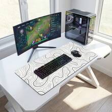 Black & White Line Pattern Extra Large Mouse Pad, Gaming Desk Mat, Large Keyboard Pad, Washable, Rubber Non-Slip Bottom, Gift Mouse Pad, Desktop Protector, Study Desk Mat, Multiple Sizes Available, Computer Keyboard Pad, Laptop Pad - View 6