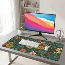 Green Floral Extra Long Mouse Pad, Gaming Office Home Art Design, Gift For Friends And Family, Rubber Base, PC Laptop Study Desk Mat, Multiple Sizes, Computer Keyboard Pad, Non-Slip And Smooth - View 2