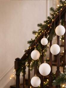 11pcs Cream White Christmas Decorative Balls With Hanging String, Suitable For Home Party, Window Display And Holiday Decoration - Multicolor - View 6