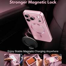磨砂金屬磁吸手機殼，適用於 iPhone 18 Pro Max 18 Pro，軍規級防摔防震保護殼，附相機鏡頭保護蓋，超薄防震手機殼，適用於 iPhone 17 Pro Max 16 Pro Max 16e 17e 15 14 Plus 13 12 11 - 粉色 - 查看 4