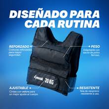 Chaleco con Peso Ajustable 5 kg, 10 kg y 20 kg para Entrenamiento, Fitness, Cross Training y Fuerza, Resistente y Cómodo para Gimnasio o Casa - Negro 20 kg - Ver 4