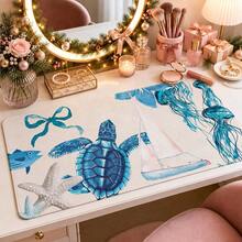 1 miếng lót chuột/thảm bàn phím mở rộng họa tiết collage đại dương ven biển với rùa biển, sứa, thuyền buồm và sao biển, cho văn phòng tại nhà và chơi game, kích thước S/M/L/XL - Xem 7