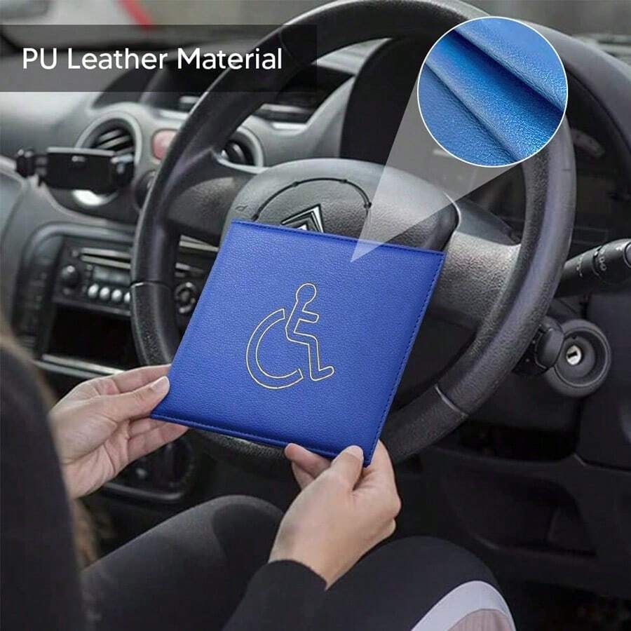 1pc PU Disabled Parking Permit Holder, 2-Sided Clear Document Protector, Fits UK European Disabled Permits, Car Dashboard Permit Display, Travel Passport Holder Card Bag, Holiday Essential Halloween Christmas, Storage Pouch Driving Travel Essential