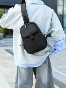 New Casual Men's Shoulder Bag, Chest Bag, Commuting Backpack, Fashionable , Cycling Motorcycle, Outdoor Sports Small Bag - Black - View 1