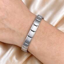 1pc High Quality Fashion Stainless Steel Elastic Bracelet Adjustable Bangle Suitable For Daily Wear - Silver - View 8