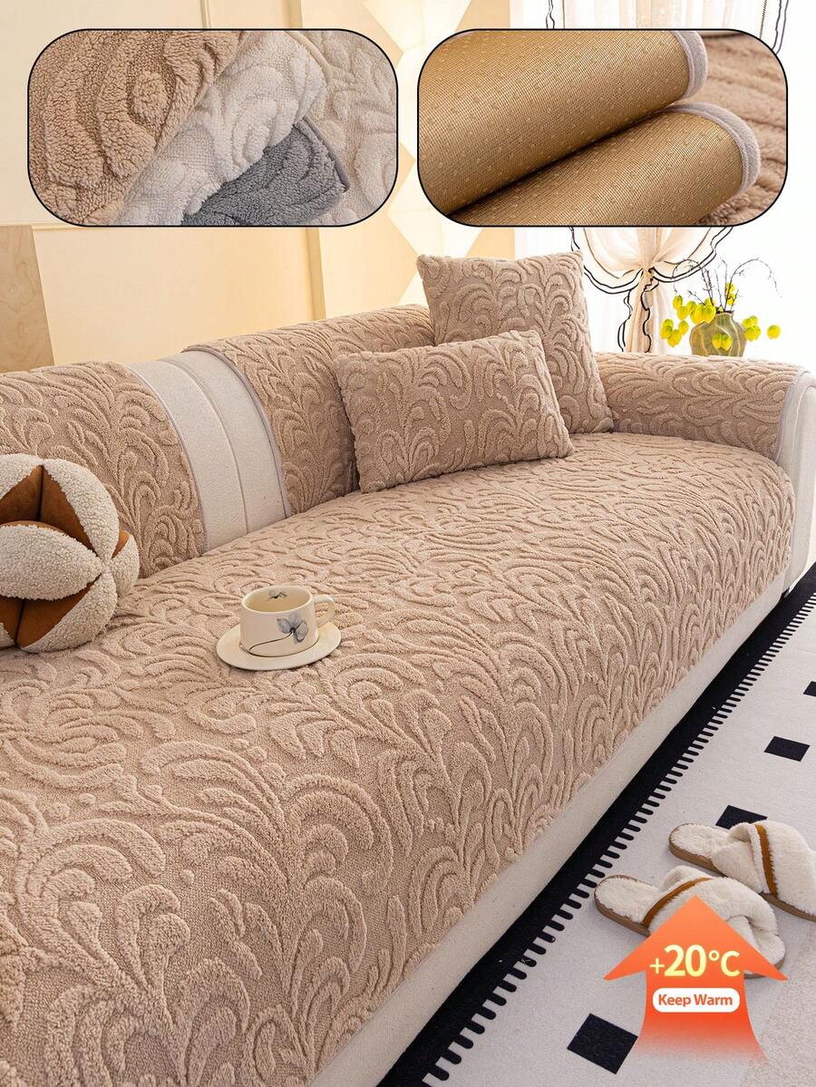ALPLUME 1pc French Embossed Jacquard Soft Cotton Velvet Sofa Cushion ...