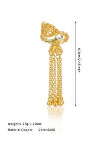 24K Gold Plated Ring, Rust-Resistant Gold Alternative Filigree Disc Jhumka Bell Multi-Strand Tassel Chain Statement Ring Jewellery Women - Tassel Ring - View 6