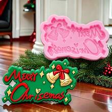 3pcs Santa Claus Bell Merry Christmas Christmas Decoration Silicone Mold DIY Clay Aromatherapy Plaster Silicone Mold - Pink - View 3
