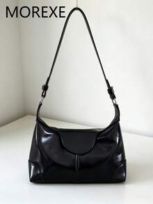 Women's Minimalist Shoulder Bag, Commuter Versatile Underarm Bag, New Crescent Moon Bag - Black - View 2