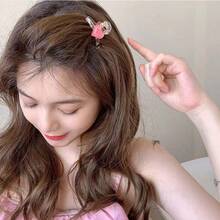2/4pcs Sweet Dual-Color Heart-Shaped Small Hair Claw, Cute Front Bangs Hair Clip For Girls, Women's Hair Accessory - Multicolor - View 3