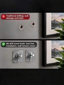 10pcs/4pcs/20pcs Wall Hook Set Bathroom Kitchen Accessories Holder Towel Hook Key Hook - Clear - View 7