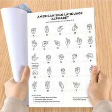 Sign Language Learning Notebook 8.3x11.7 Inches 23 Sheets 550 ASL Words Spiral Bound Light Purple Banner Paw Print Theme Cover Adult Sign Language Practice Book Office Supplies - A - View 1