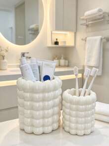 2pcs/1pc Bubble Makeup Brush Holder, Ins Cream Style Desktop Cosmetic Organizer, Vanity Makeup Display Rack, Large Capacity Multi-Functional Pen Holder, Bathroom Desktop Storage Container For Home Decor - Multicolor - View 7