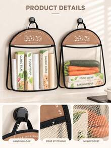 1pc Multi-Functional Kitchen Storage Bag, Wall-Mounted Fruit And Vegetable Organizer Bag, Suitable For Kitchen, Cabinet Door, Refrigerator Side, Dining Room, Dorm And Rental Apartment, Can Store Onion, Ginger, Garlic, Trash Bags And Shopping Bags, Kitchen Essential Storage Tool - Multicolor - View 3