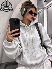Women's Skull Poker Card Print Sweatshirt, Comfortable Drawstring Long Sleeve Autumn Streetwear Sweatshirt - White - View 4