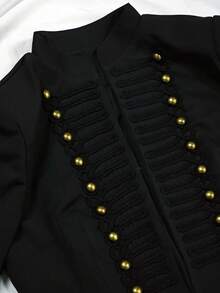 Women Fall Fashion Elegant Casual Vintage Black Short Jacket For Office Work Party Going Out - Black - View 5