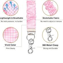 Scrunchie Women's Lanyard, Teacher Elastic Lanyard, Cute Multicolor Plaid Key Neck Lanyard - C-multicolor - View 3