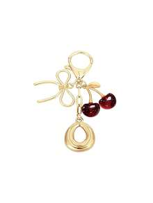 10pcs Women's Cherry Bow Letter Pendant Keychain, Cherry Shape, Bow Decor, Casual Style, Can Be Used As Wallet, Handbag And Backpack Accessory, Bag Charm Keychain, Student Car Keychain, Cherry Bow Keychain - Multicolor - View 5