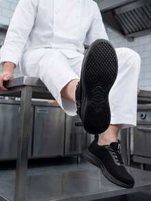 Unisex Lightweight Chef Shoes,Wear‑Resistant Rubber Outsole, Knitted Upper. Suitable For Hotels, Kitchens, Food Factories, Hospitals And Other Venues. - Black - View 8