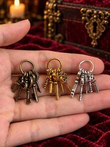Miniature Vintage Style Keychain Model, Carved Decorative Key Pendant, Dollhouse Accessory, Gothic Magic Miniature Scene Prop - one-size - View 3